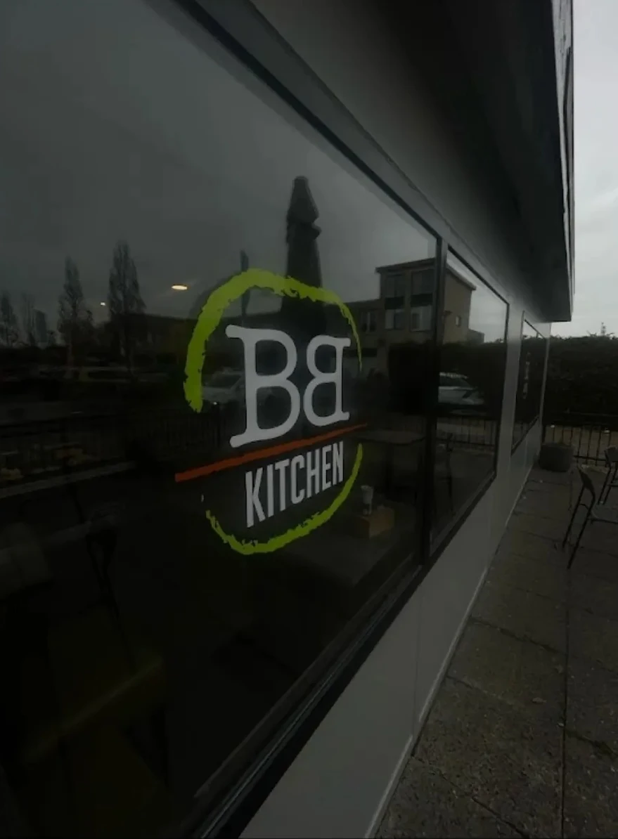 Window graphics for BB Kitchen delivered by Custom Operations